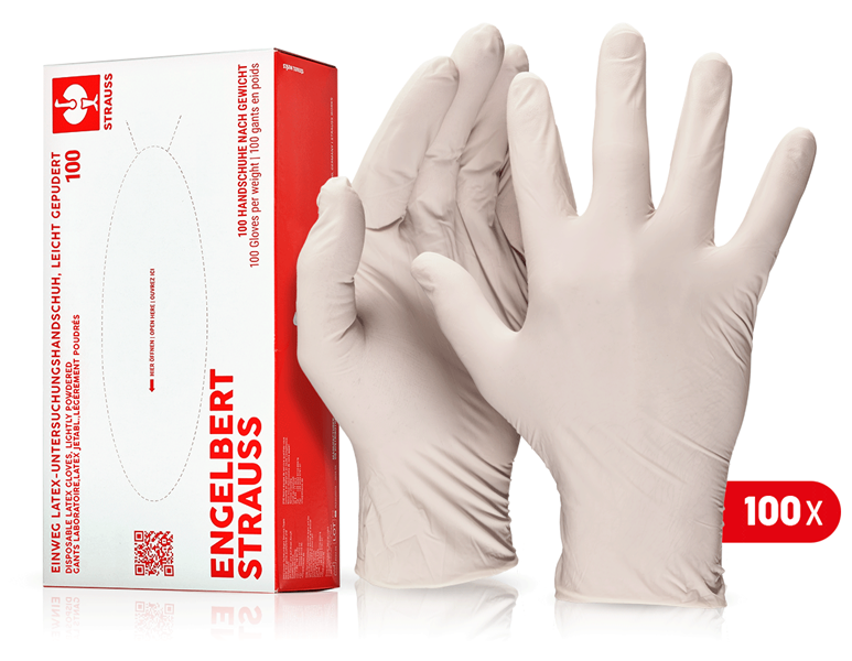 Vue principale, Gants à usage unique, Gants laboratoire,latex jetabl.,légèrement poudrés