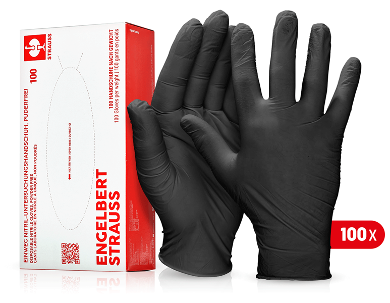 Vue principale, Sécurité au travail, Gants de labor.nitrile à usage unique, sans poudre, noir