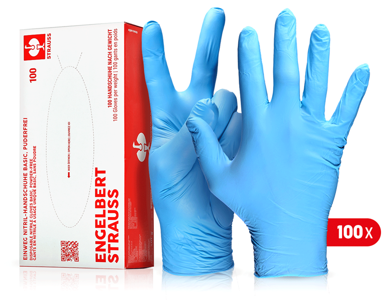 Vue principale, Sécurité au travail, Gants en nitrile à usage unique Basic, sans poudre, bleu