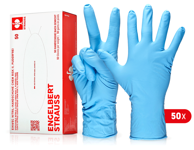 Vue principale, Gants à usage unique, Gants nitrile usage unique Chem Risk II,non poudre