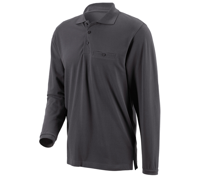 Vue principale, Vêtements, e.s. Longsleeve polo cotton Pocket, anthracite