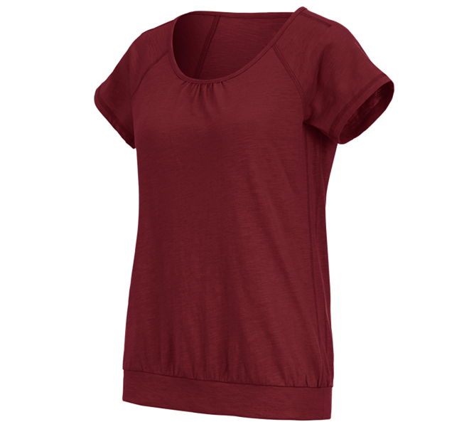 Vue principale, Basics, e.s. T-shirt cotton slub, femmes, rubis