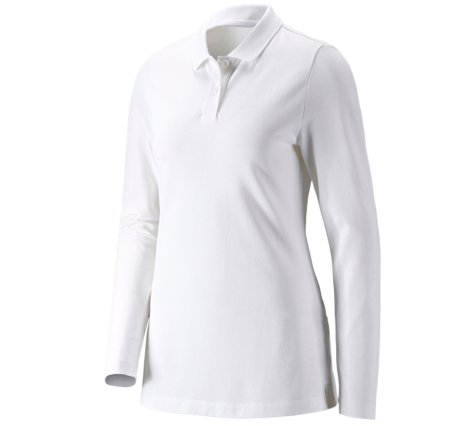 e.s. Piqué-Polo Longsleeve cotton stretch,Damen