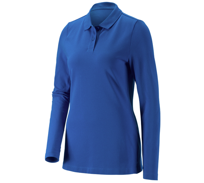 e.s. Piqué-Polo Longsleeve cotton stretch,Damen