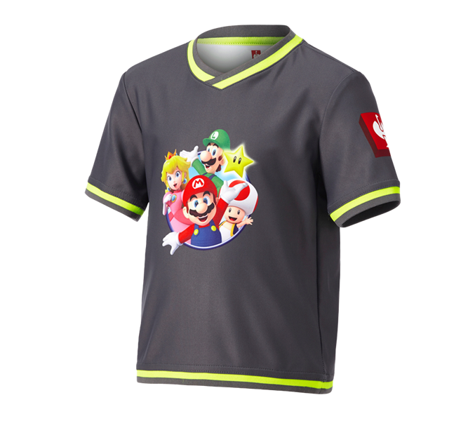 Vue principale, SUPER MARIO X STRAUSS, Super Mario fonctionnel T-shirt, enfants, anthracite