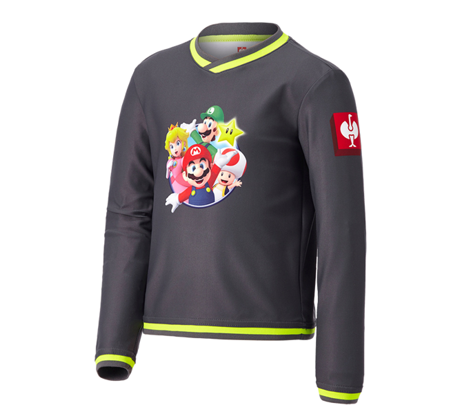 Vue principale, SUPER MARIO X STRAUSS, Super Mario fonctionnel Longsleeve, enfants, anthracite