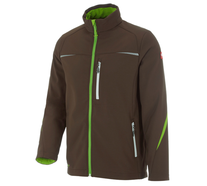 Vue principale, e.s.motion 2020, Veste Softshell e.s.motion 2020, marron/vert d'eau