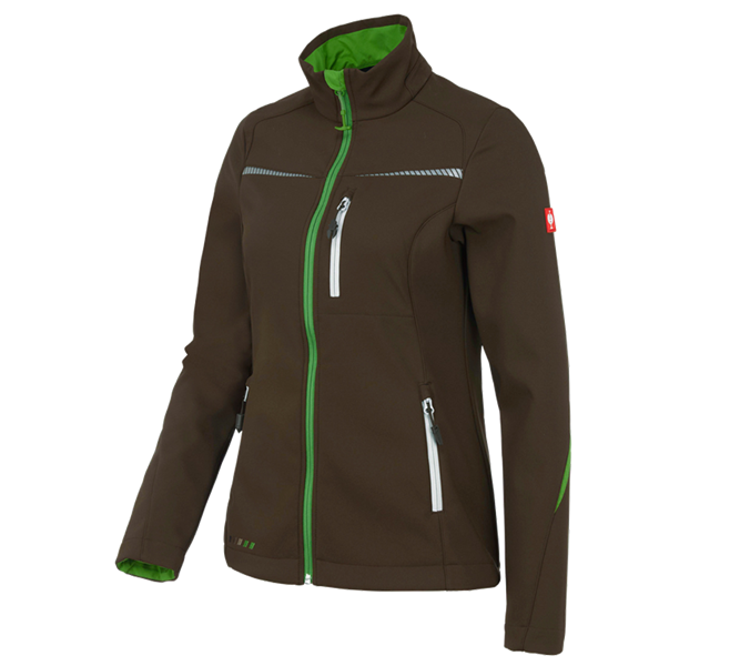 Vue principale, Vestes de travail, Veste Softshell e.s.motion 2020, femmes, marron/vert d'eau