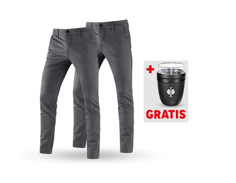 Hauptansicht, Artikelsuche, SET: 2x e.s. 5-Pocket-Berufshose Chino, anthrazit