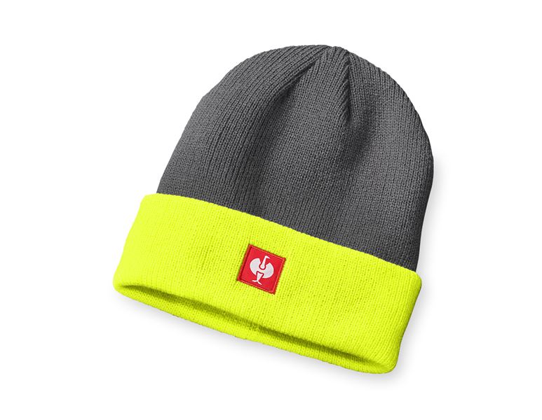 Vue principale, Bonnets, Bonnet tricoté e.s.motion 24/7, anthracite/jaune fluo