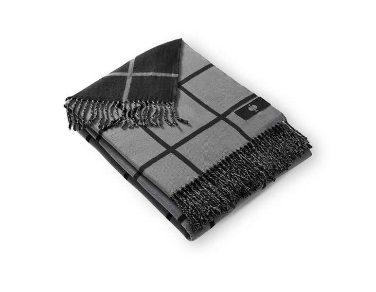 Vue principale, Accessoires, e.s. Couverture à franges à carreaux, gris basalte/noir