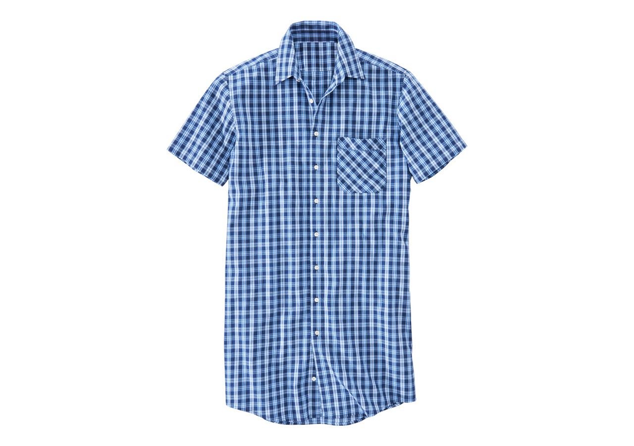Shirts & Co.: Kurzarm-Hemd Lübeck, extra lang + dunkelblau/azur/kornblau
