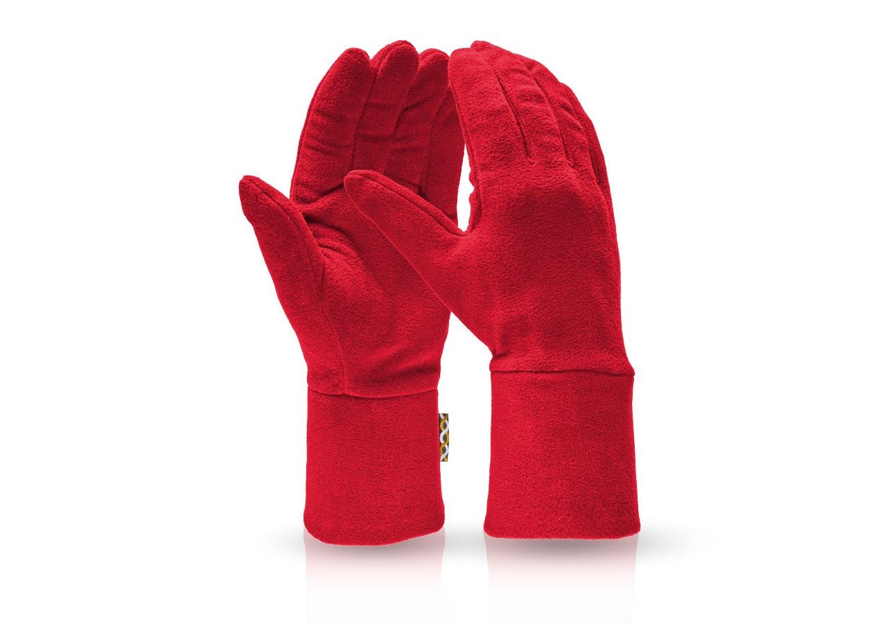 Textiles: e.s. Gants en laine polaire FIBERTWIN® microfleece + rouge vif