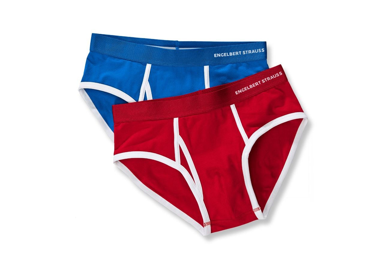 Sous-vêtements | Vêtements thermiques: e.s. Slip en coton élastique Colour, lot de 2 + bleu gentiane+rouge vif