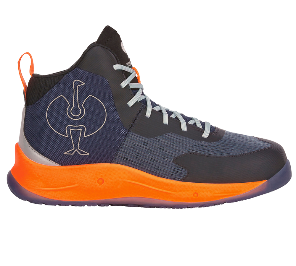 Chaussures: S1PS Chaussures basses de séc. e.s. Marseille mid + bleu foncé/orange fluo