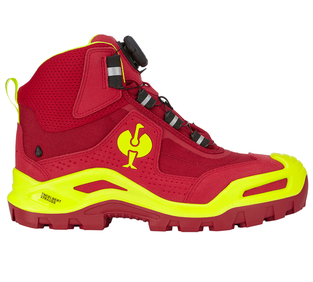 S3: S3 Chaussures hautes de sécurité e.s.Kastra II mid + rouge/jaune fluo