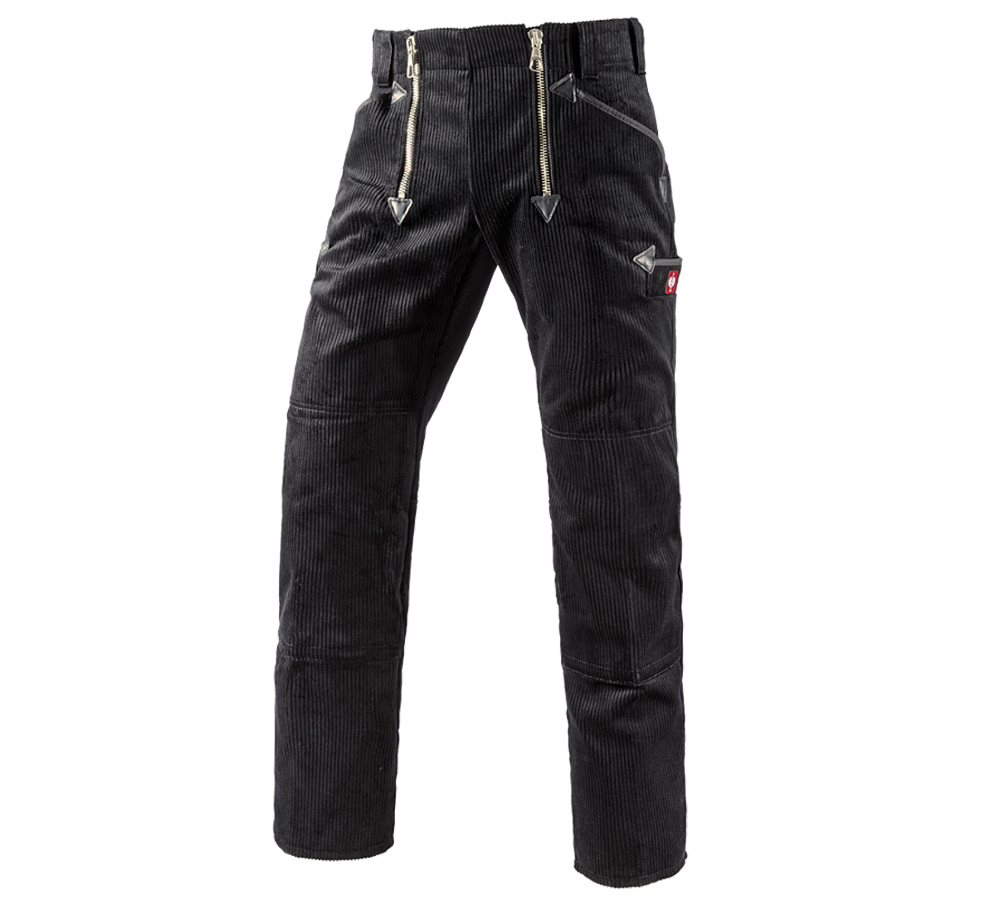 Pantalons de travail: e.s. Pantalon corp. vel. côtelé, s.pattes d‘élép. + noir