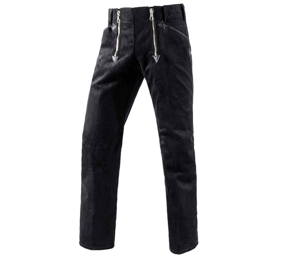 Pantalons de travail: Pant.corp.en velours côtelé e.s. s.pattes d’élépha + noir