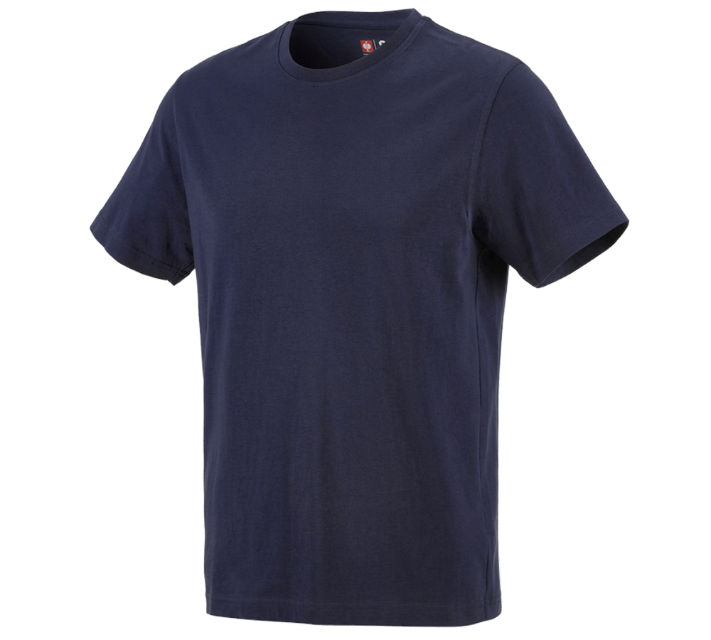 Hauts: e.s. T-shirt cotton + bleu foncé