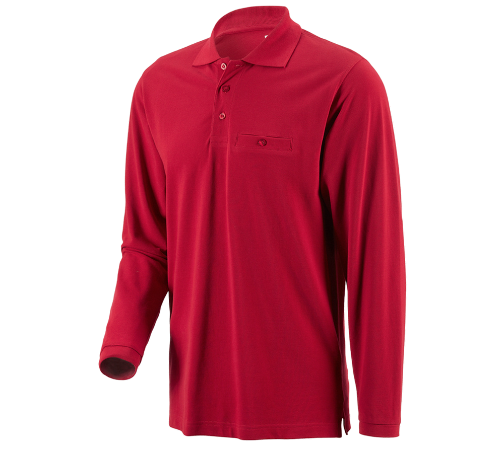Shirts & Co.: e.s. Longsleeve-Polo cotton Pocket + rot