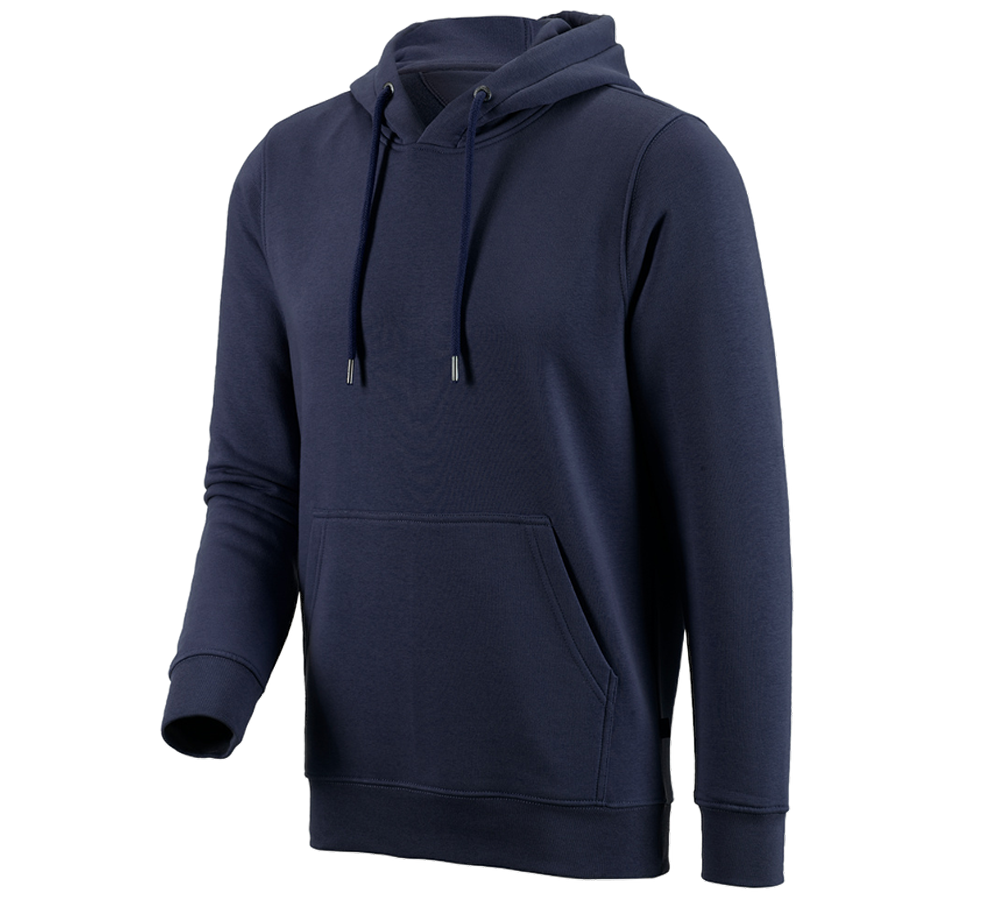 Hauts: e.s. Sweatshirt à capuche poly cotton + bleu foncé