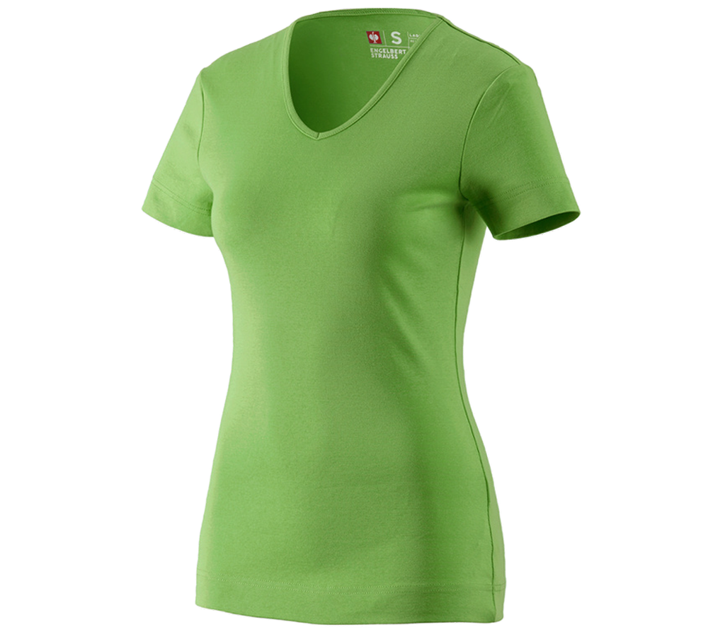 Installateurs / Plombier: e.s. T-shirt cotton V-Neck, femmes + vert d'eau