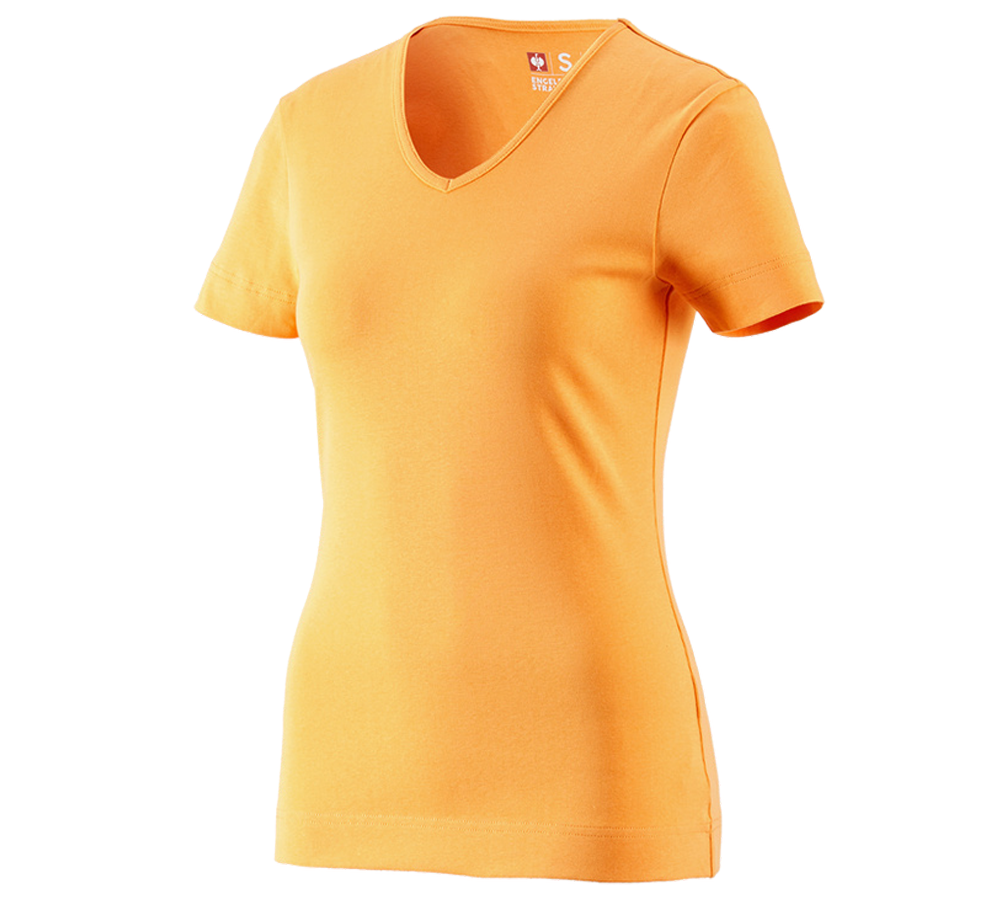 Horti-/ Sylvi-/ Agriculture: e.s. T-shirt cotton V-Neck, femmes + orange clair