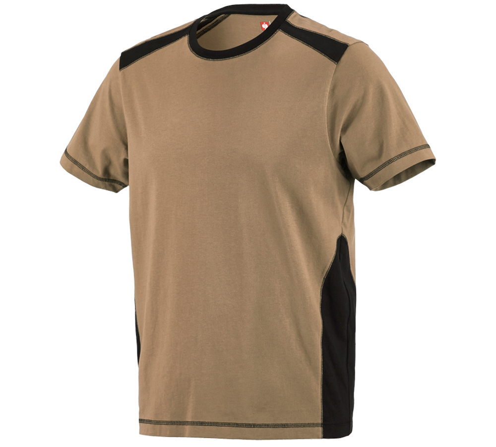 Shirts & Co.: T-Shirt cotton e.s.active + khaki/schwarz