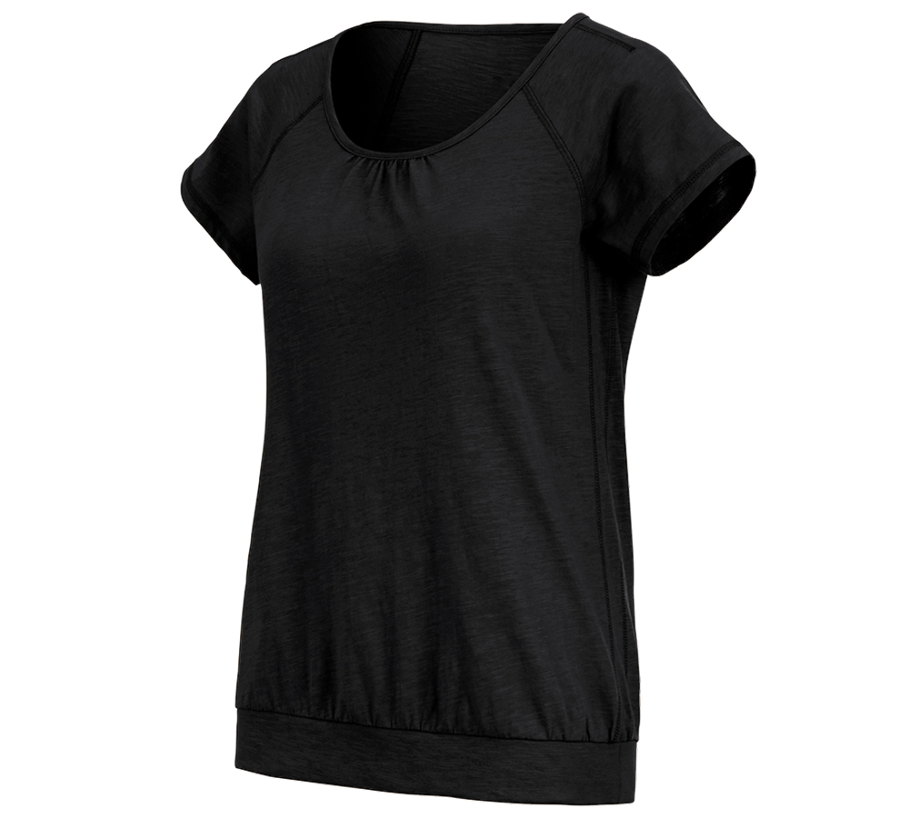 Hauts: e.s. T-shirt cotton slub, femmes + noir
