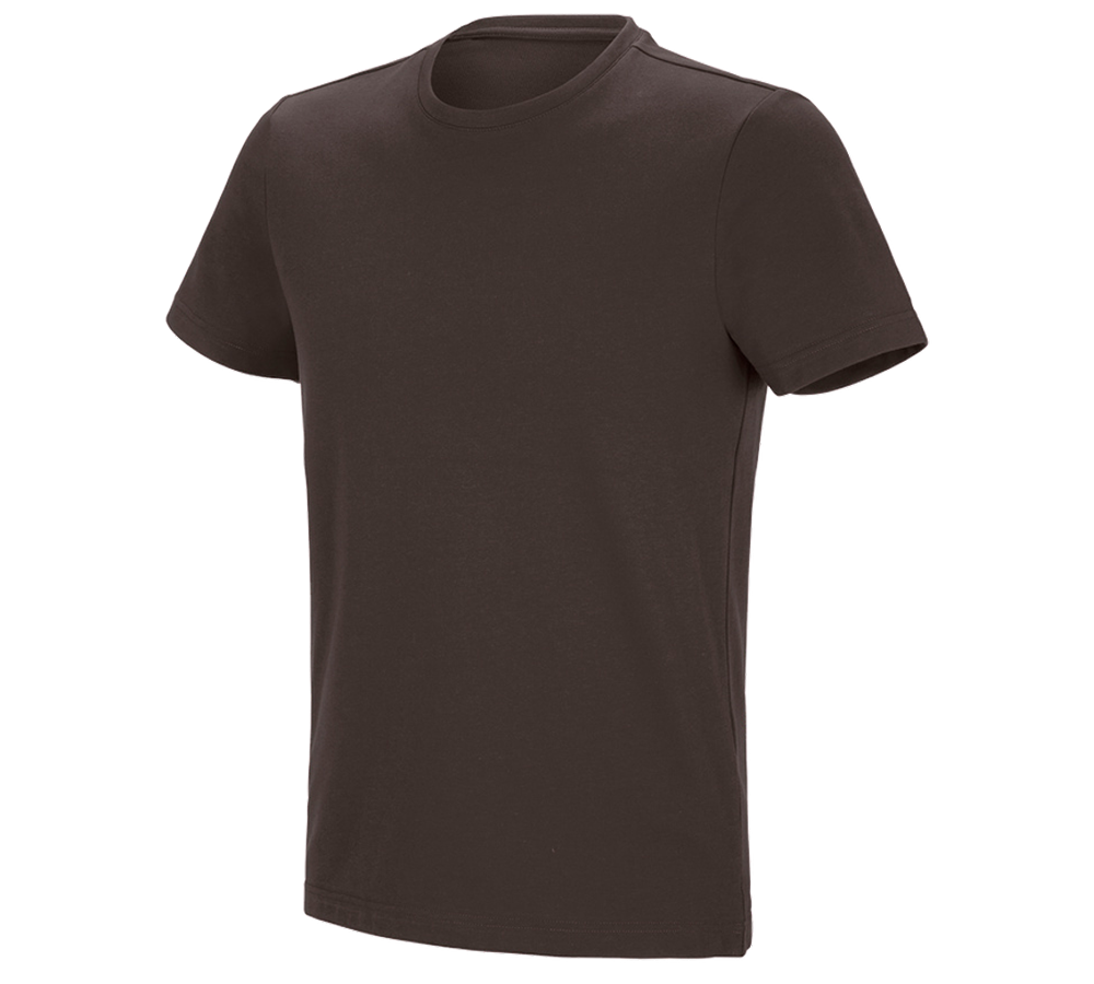 Hauts: e.s. T-shirt fonctionnel poly cotton + marron
