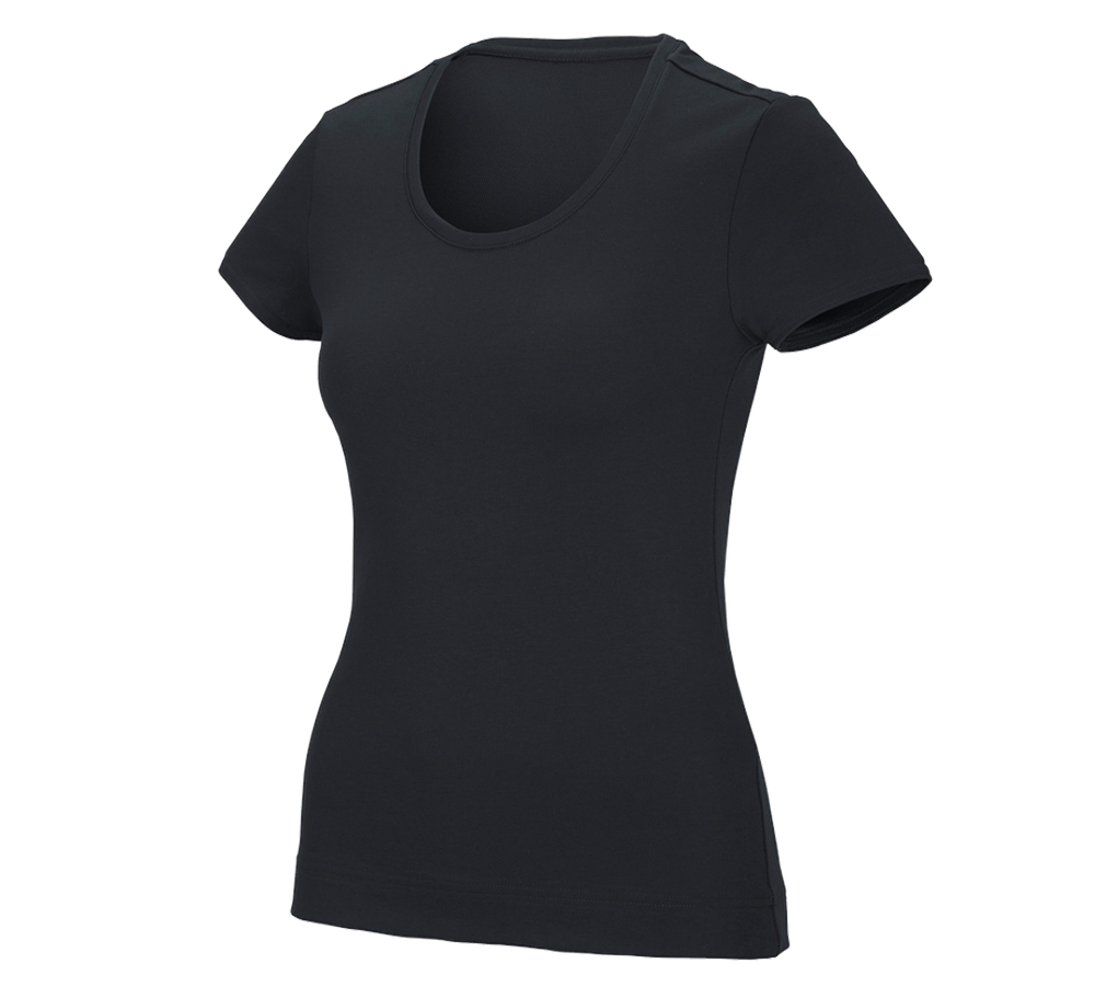 Shirts & Co.: e.s. Funktions T-Shirt poly cotton, Damen + schwarz