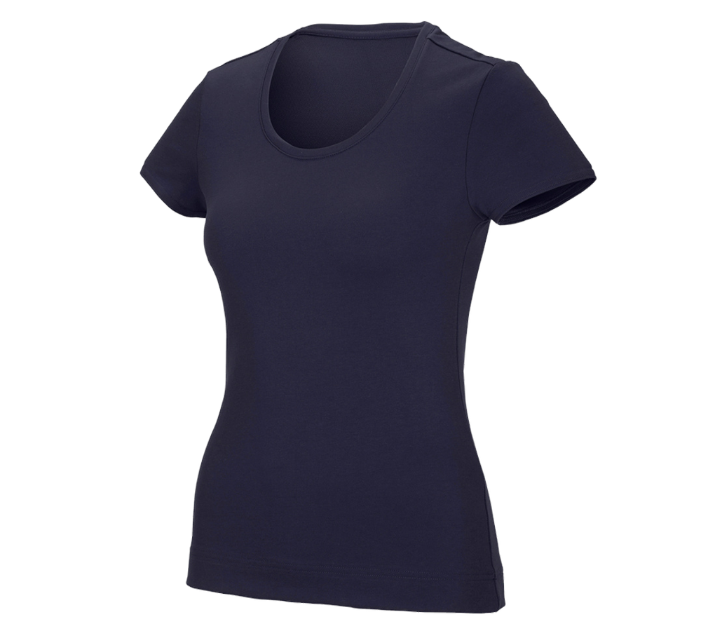Hauts: e.s. T-shirt fonctionnel poly cotton, femmes + bleu foncé
