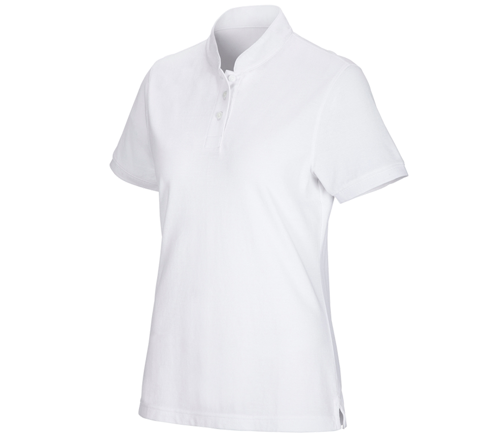 Shirts & Co.: e.s. Polo-Shirt cotton Mandarin, Damen + weiß