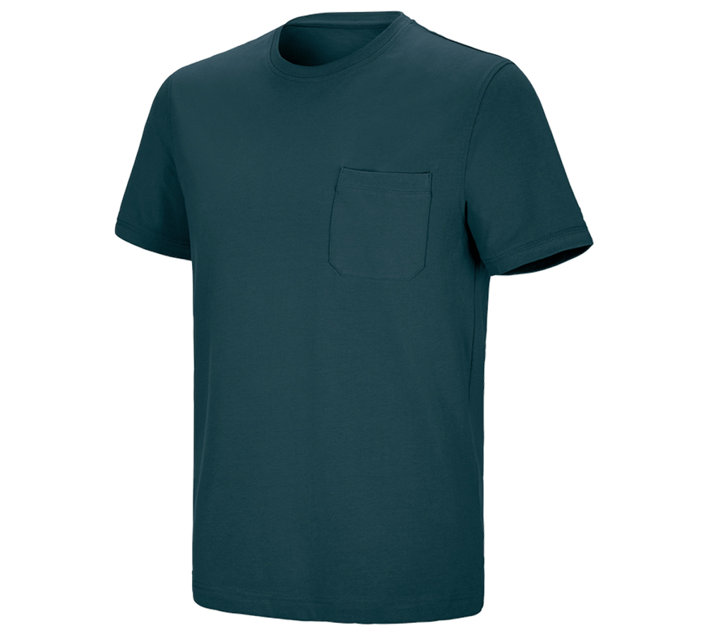 Hauts: e.s. T-shirt cotton stretch Pocket + bleu marin