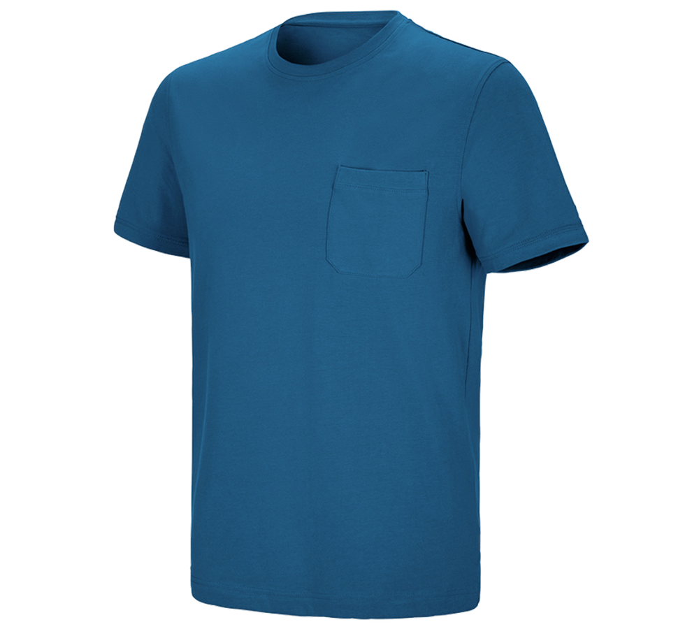Hauts: e.s. T-shirt cotton stretch Pocket + atoll