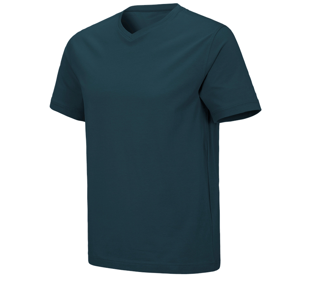 Thèmes: e.s. T-shirt cotton stretch V-Neck + bleu marin