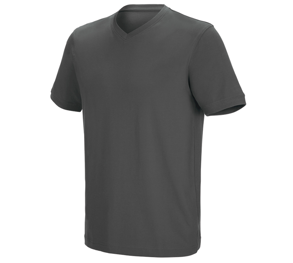 Horti-/ Sylvi-/ Agriculture: e.s. T-shirt cotton stretch V-Neck + anthracite