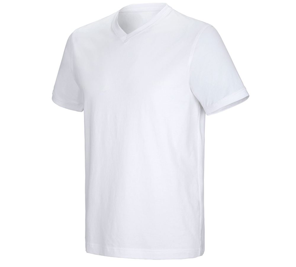 Installateurs / Plombier: e.s. T-shirt cotton stretch V-Neck + blanc