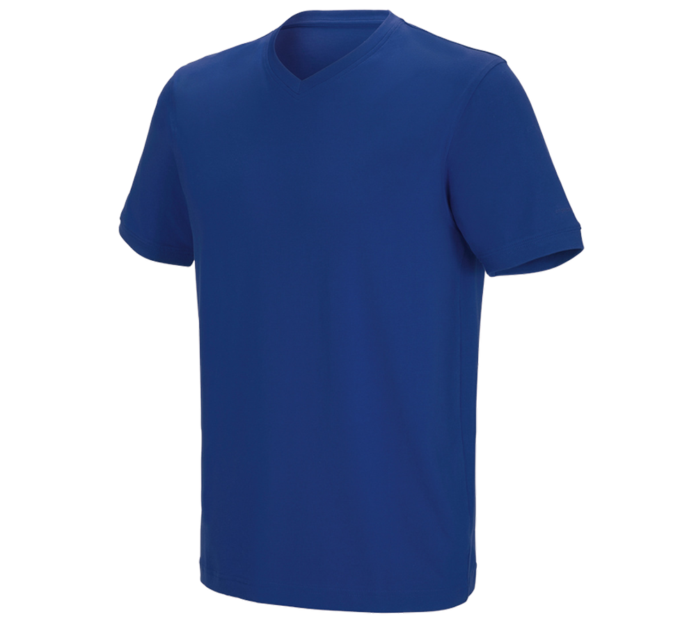 Hauts: e.s. T-shirt cotton stretch V-Neck + bleu royal