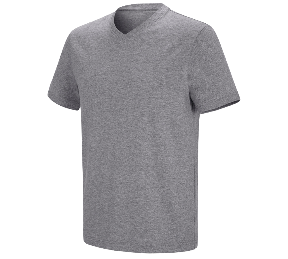 Horti-/ Sylvi-/ Agriculture: e.s. T-shirt cotton stretch V-Neck + gris mélange