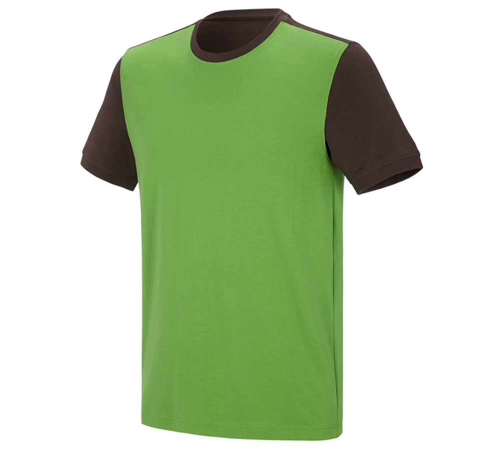 Menuisiers: e.s. T-shirt cotton stretch bicolor + vert d'eau/marron