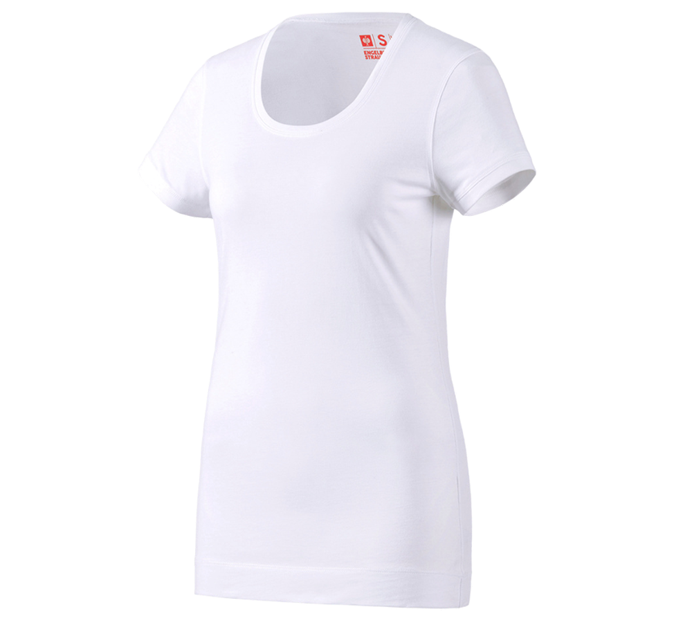 Hauts: e.s. Long shirt cotton, femmes + blanc