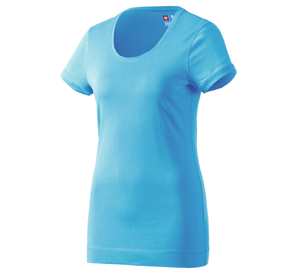 Hauts: e.s. Long shirt cotton, femmes + turquoise