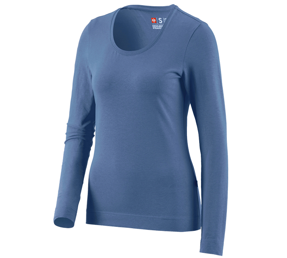 Shirts & Co.: e.s. Longsleeve cotton stretch, Damen + kobalt