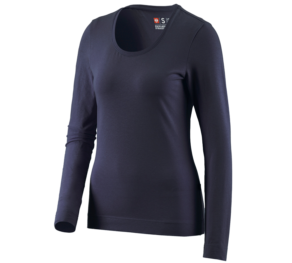 Shirts & Co.: e.s. Longsleeve cotton stretch, Damen + dunkelblau