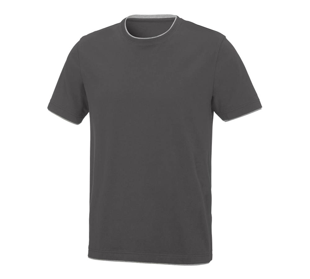Hauts: e.s. T-Shirt cotton stretch Layer + anthracite/platine