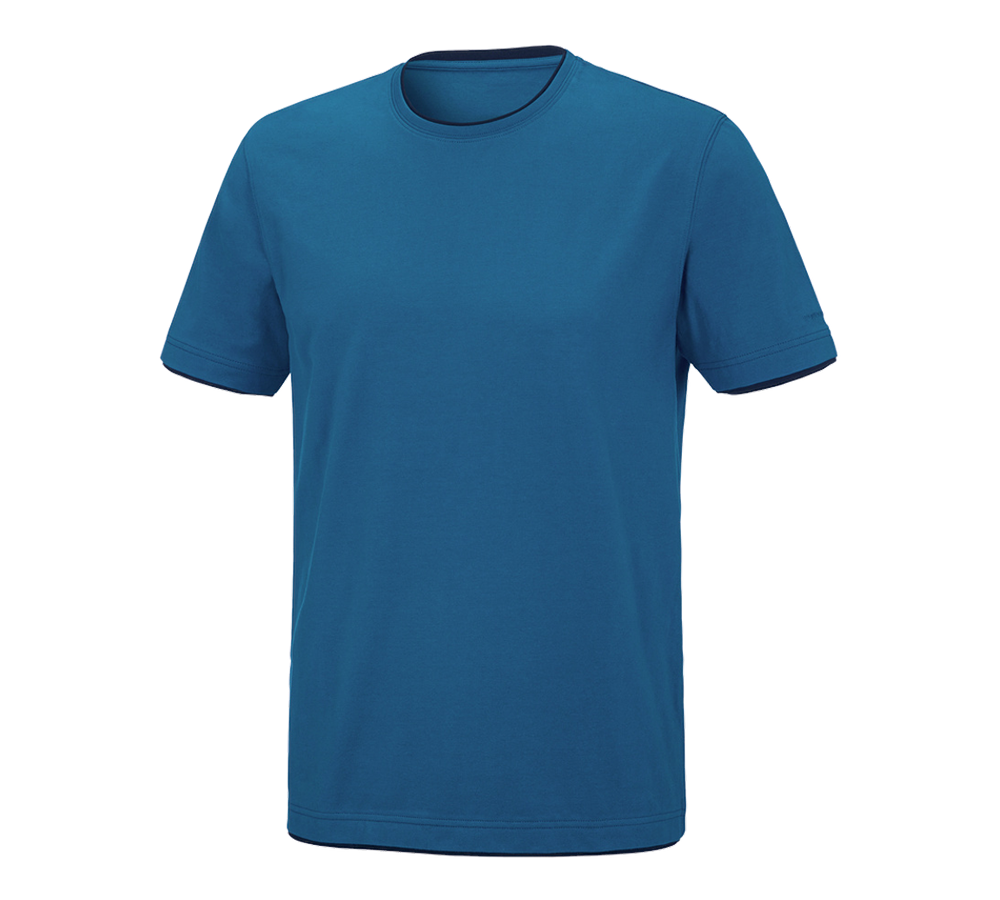 Hauts: e.s. T-Shirt cotton stretch Layer + atoll/bleu foncé