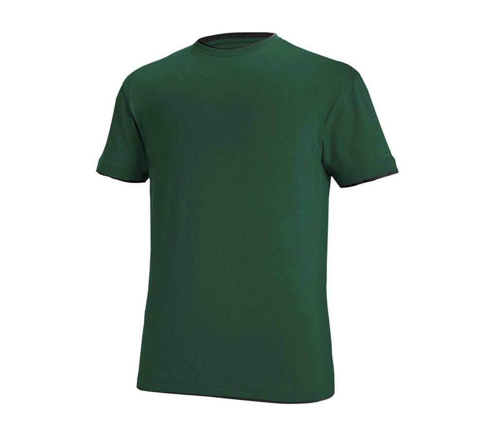 Hauts: e.s. T-Shirt cotton stretch Layer + vert/noir