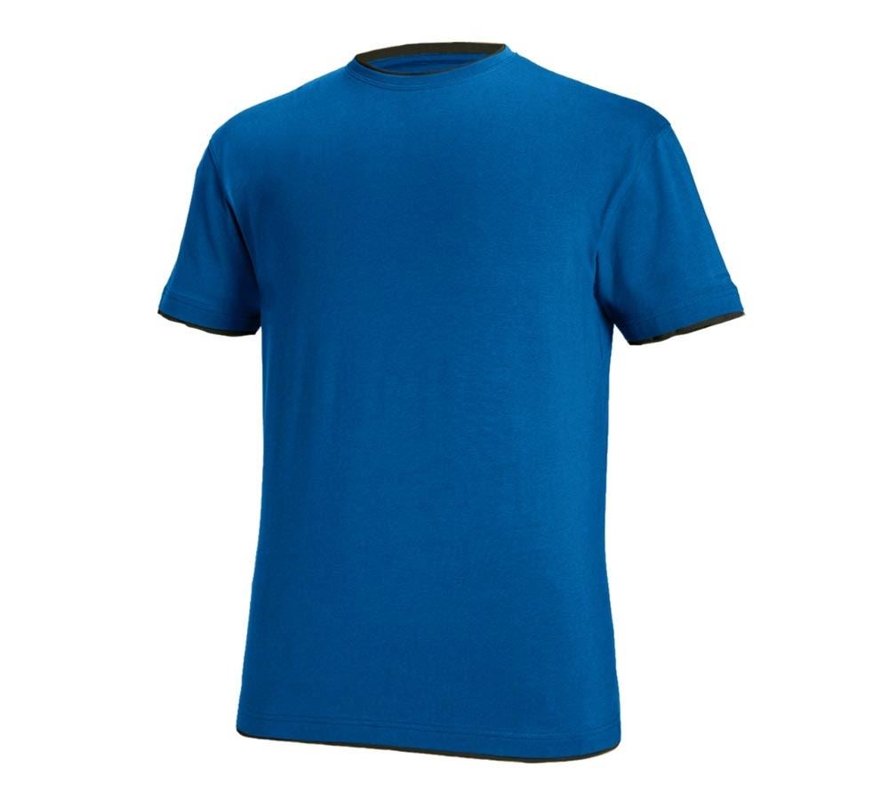 Hauts: e.s. T-Shirt cotton stretch Layer + bleu gentiane/graphite