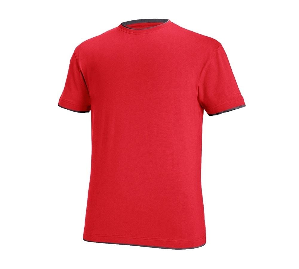 Installateurs / Plombier: e.s. T-Shirt cotton stretch Layer + rouge vif/noir